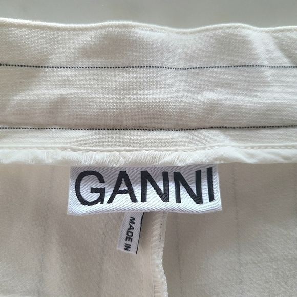 GANNI Striped Tapered Pants, Size 8, White | Black, NWOT - Picture 8 of 16